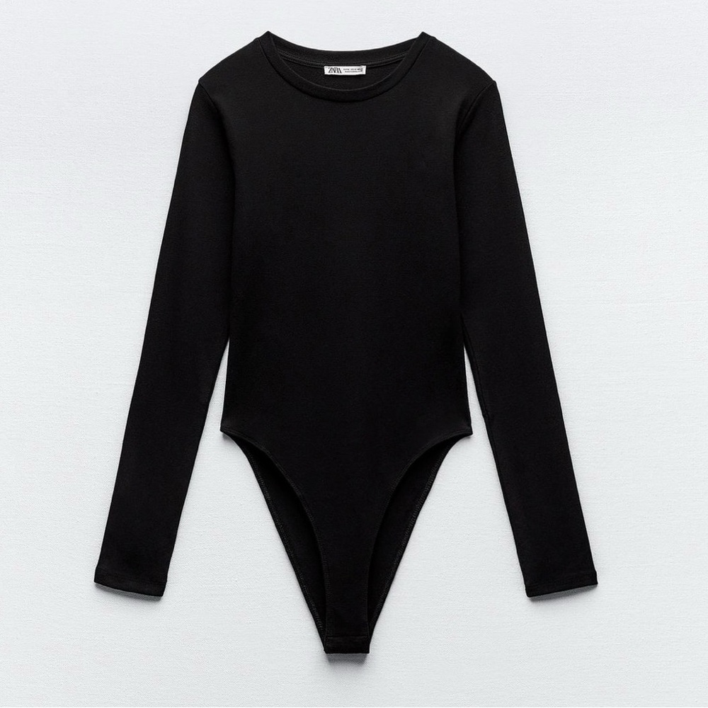 Zara Black Long Sleeve women’s medium One-Piece Bodysuit